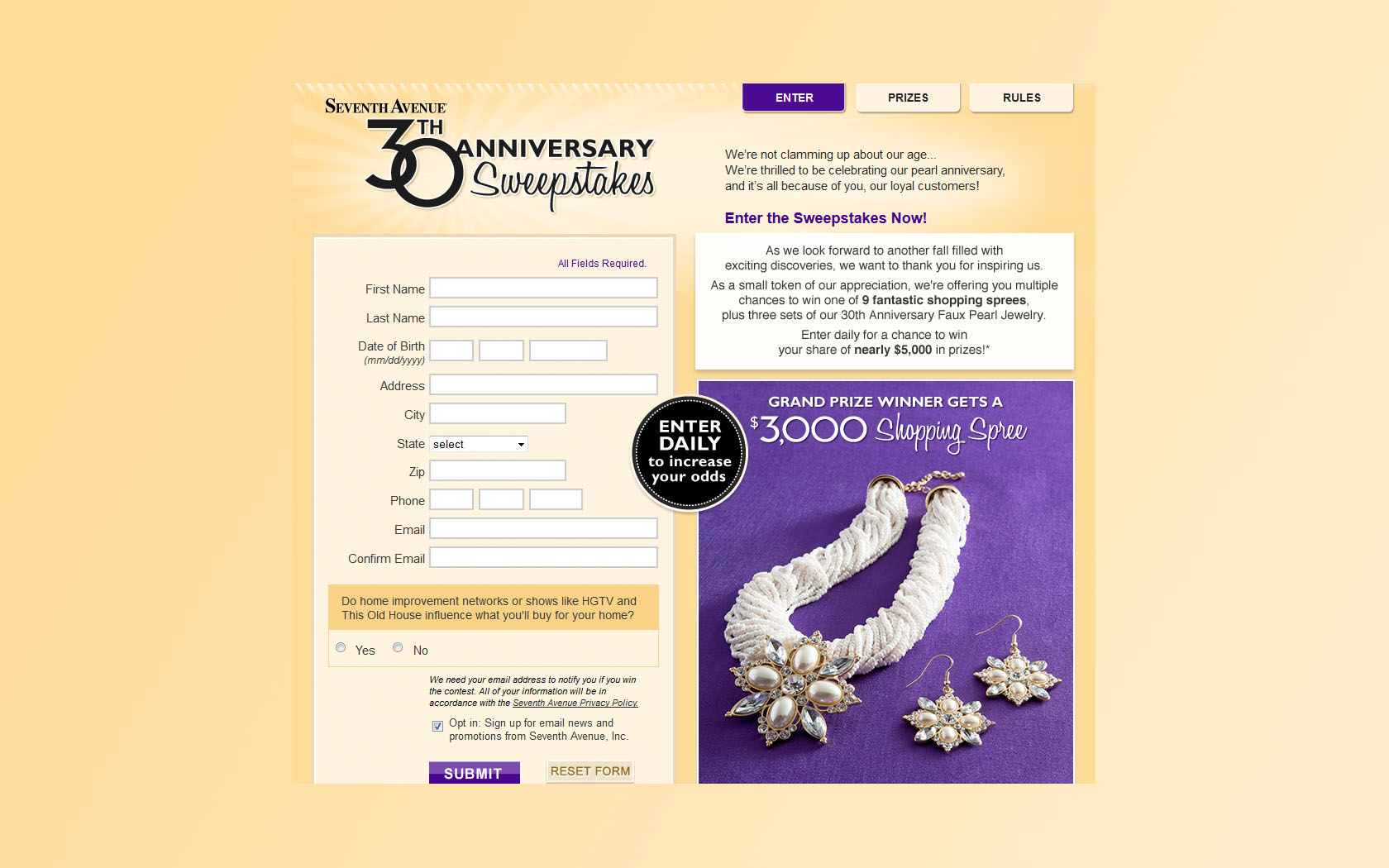30 th anniversary sweepstakes