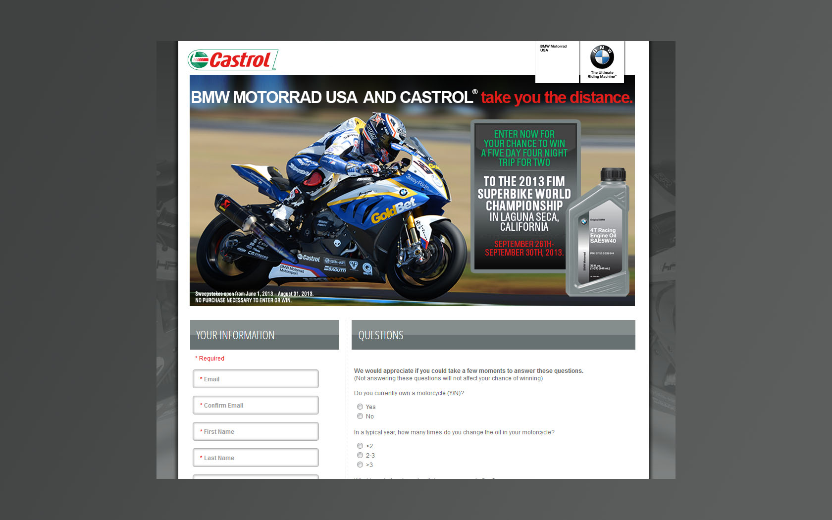 castrol bmw sweepstakes