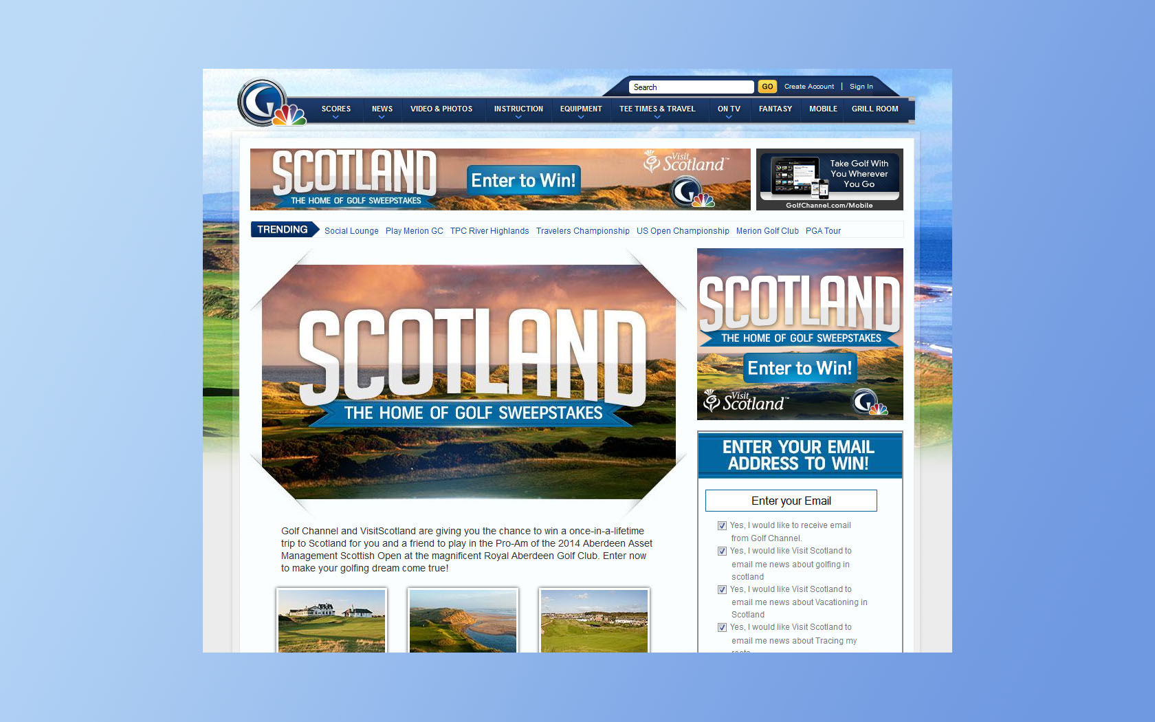 golf trip sweepstakes