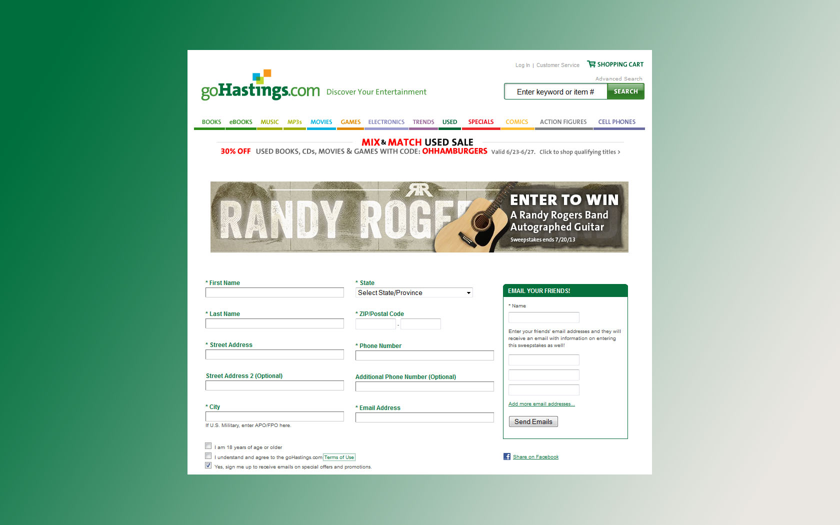 randy rogers guitar sweepstakes