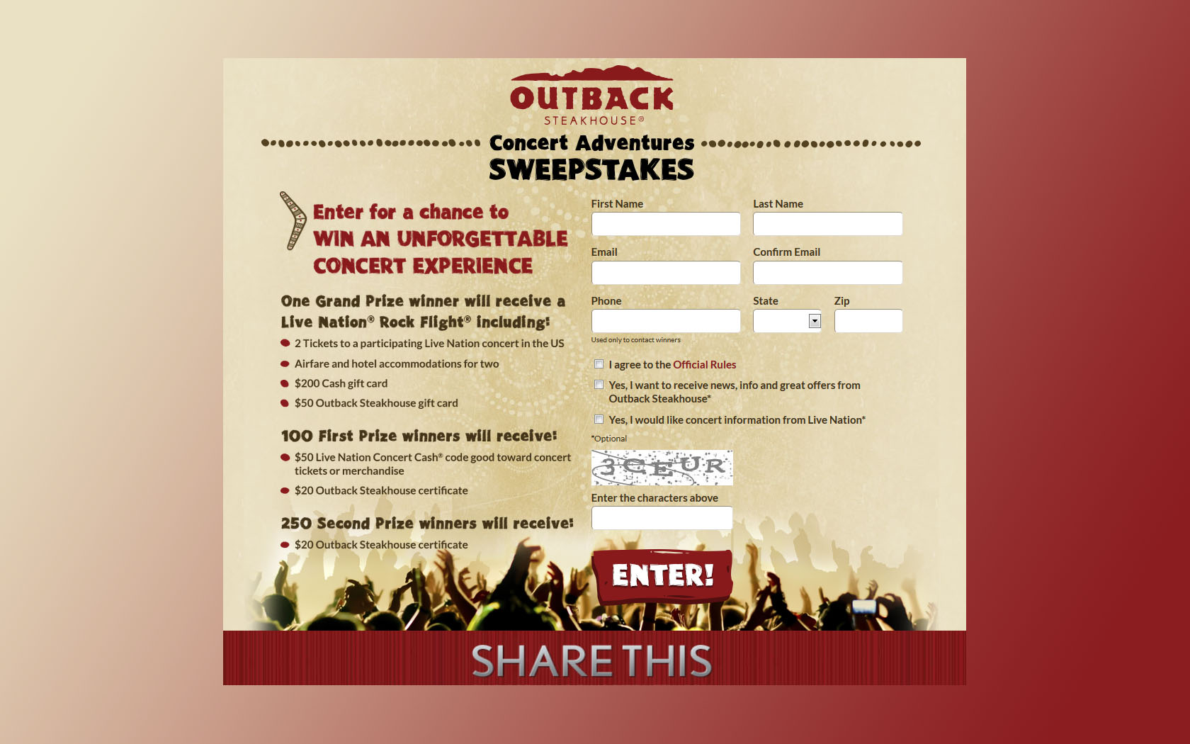 concert adventures sweepstakes