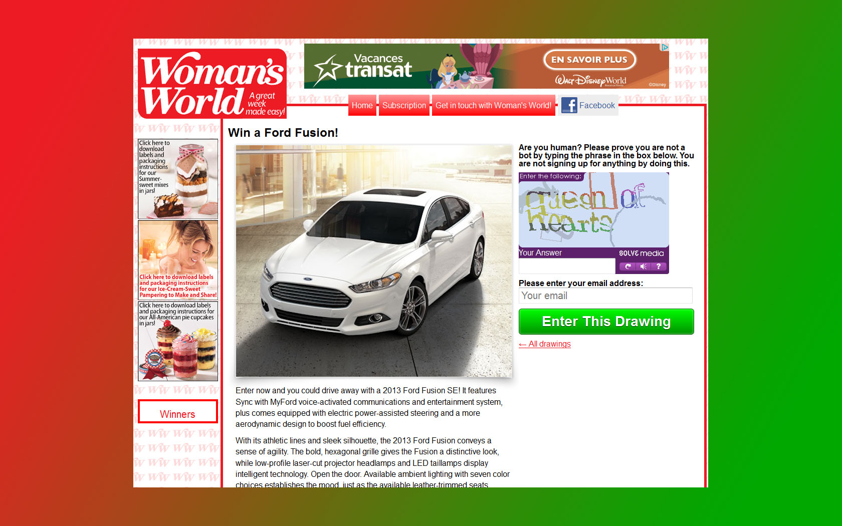 ford fusion sweepstakes