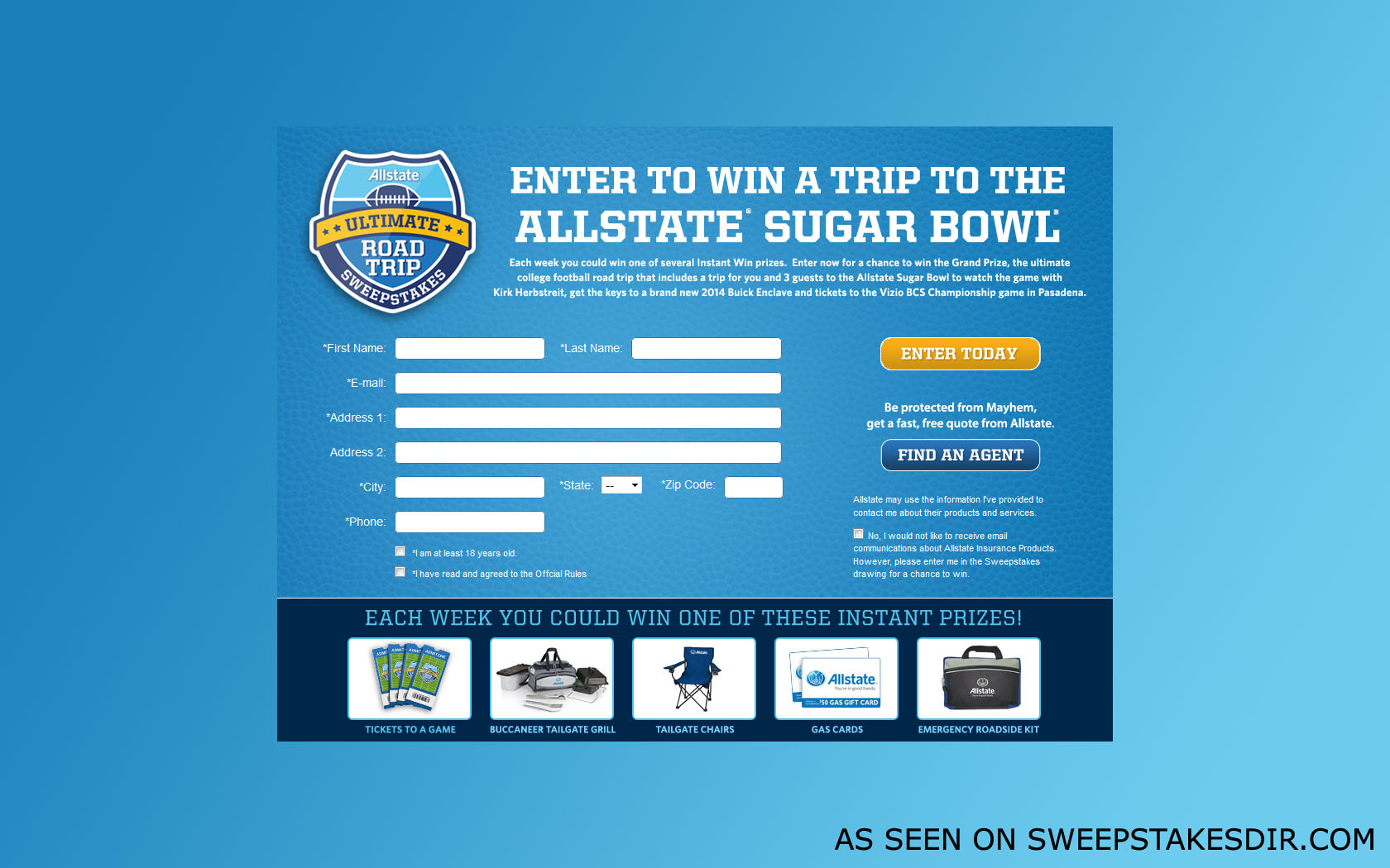 allstate sugar bowl sweepstakes