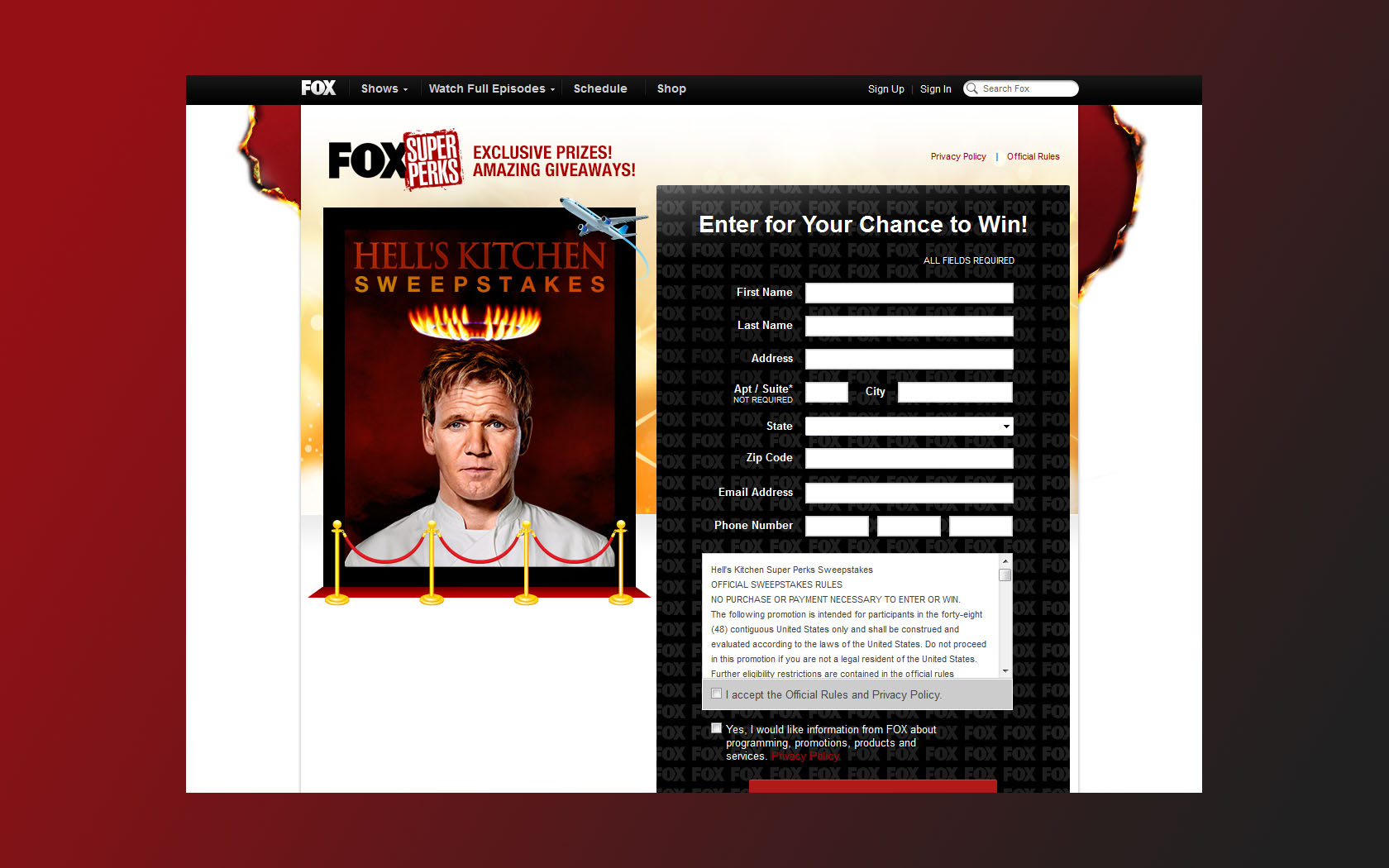hells kitchen sweepstakes