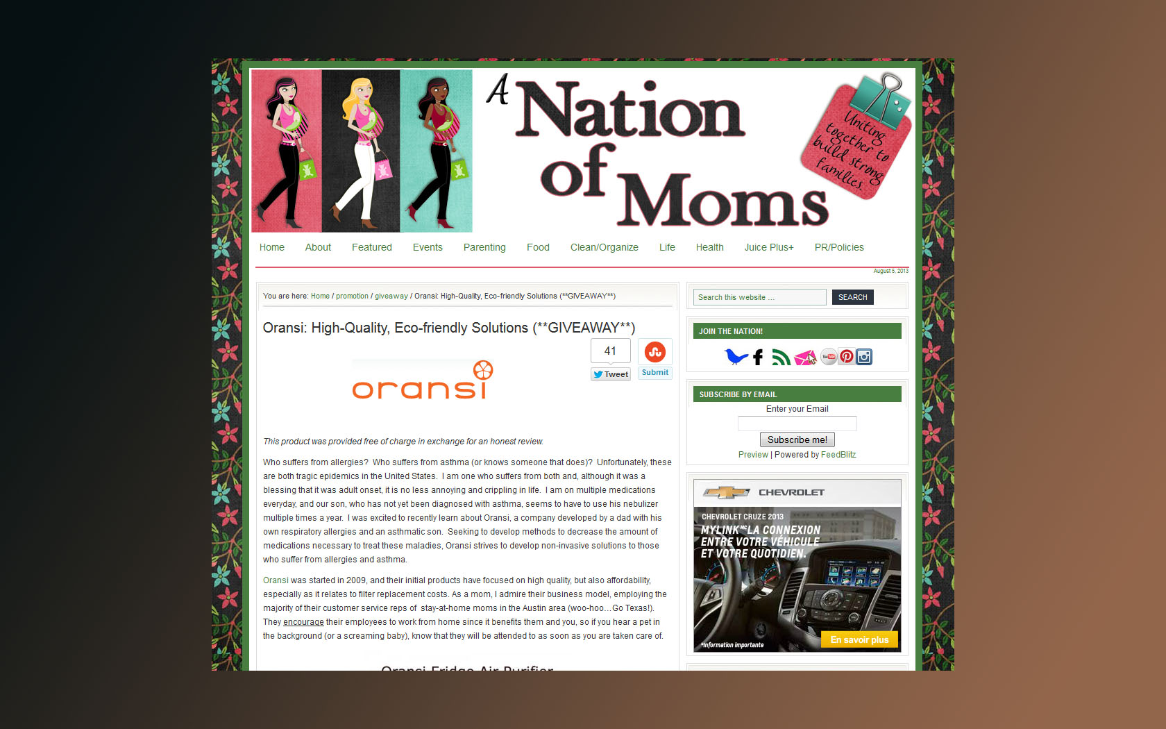 oransi sweepstakes