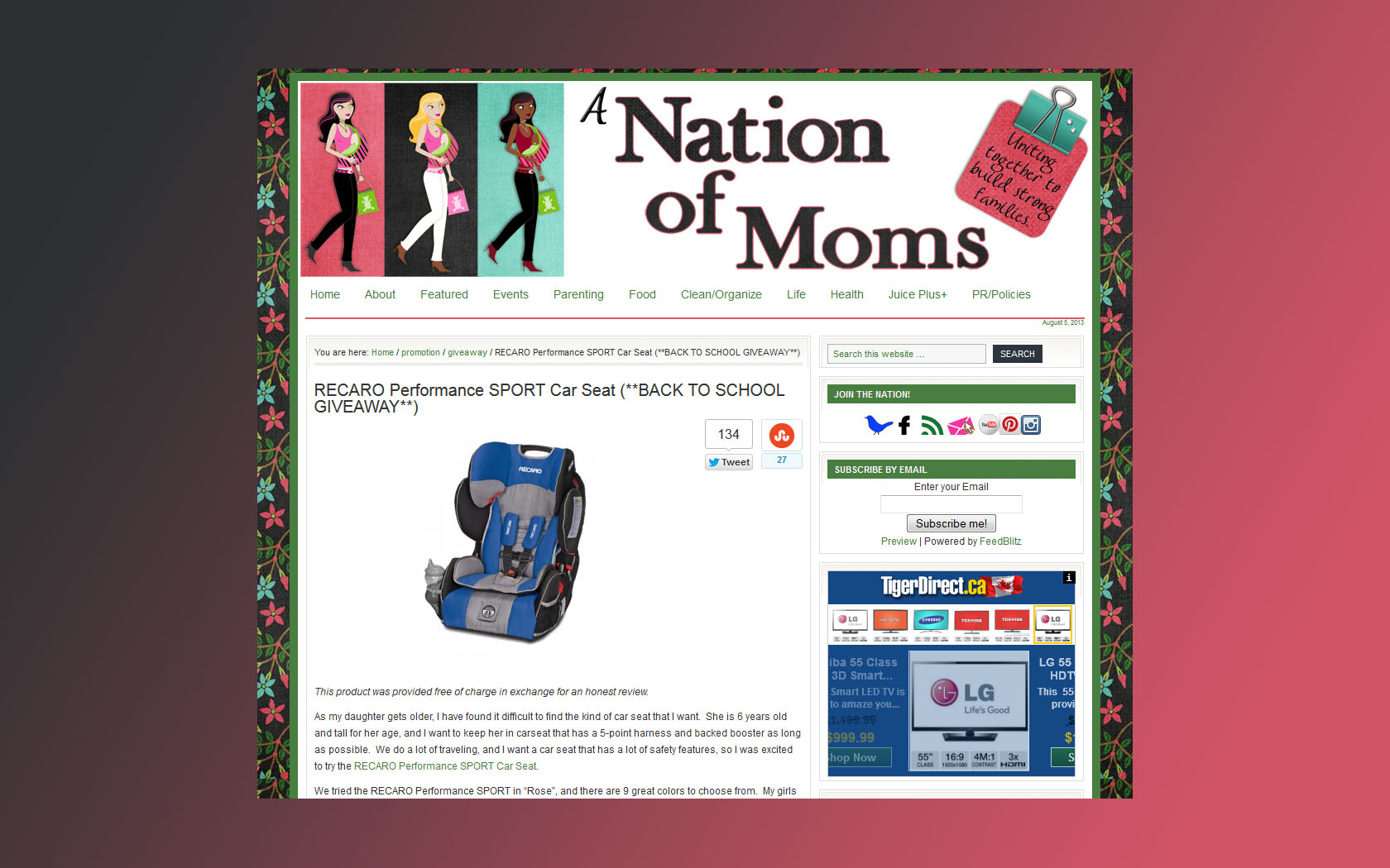 recaro car seat giveaway