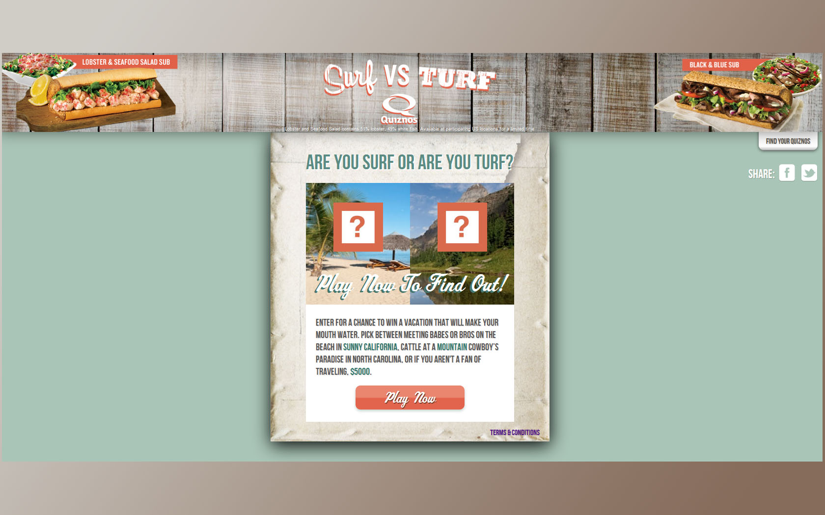 surf vs turf sweepstakes