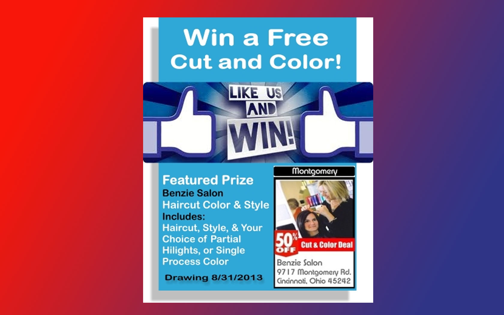 win a free cut and color