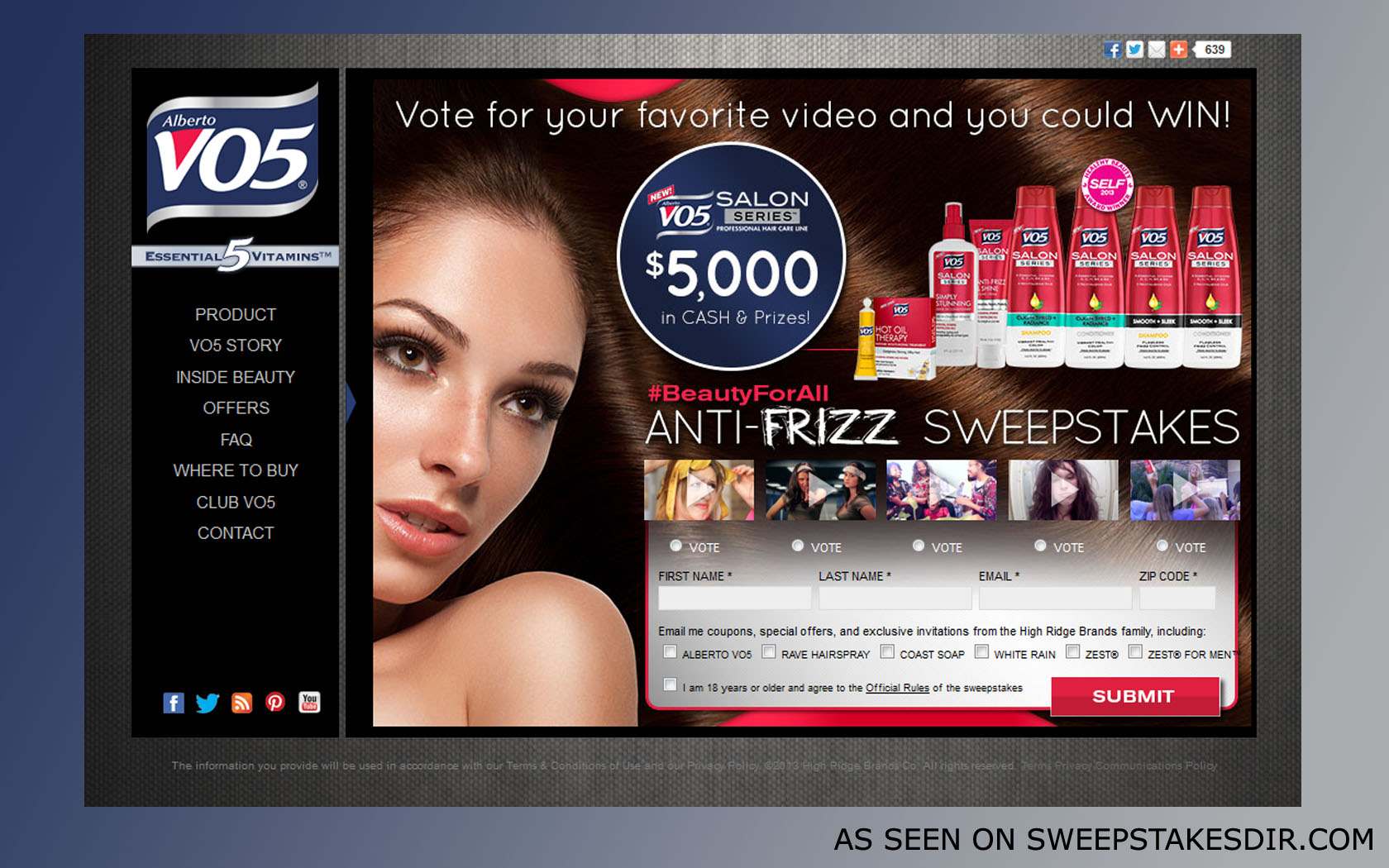 alberto vo5 sweepstakes