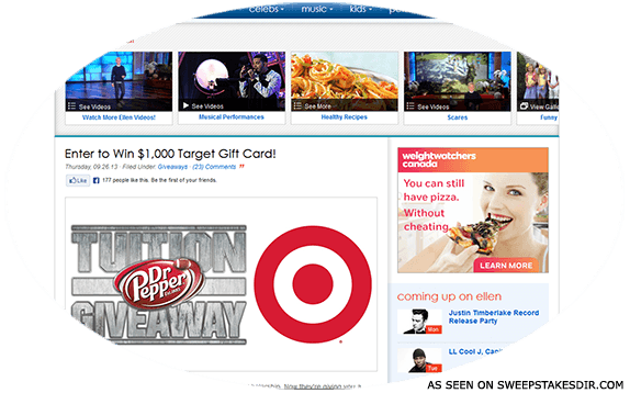 ellen tv dr pepper target giveaway