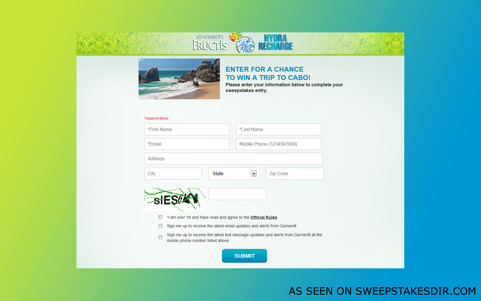 garnier fructis sweepstakes