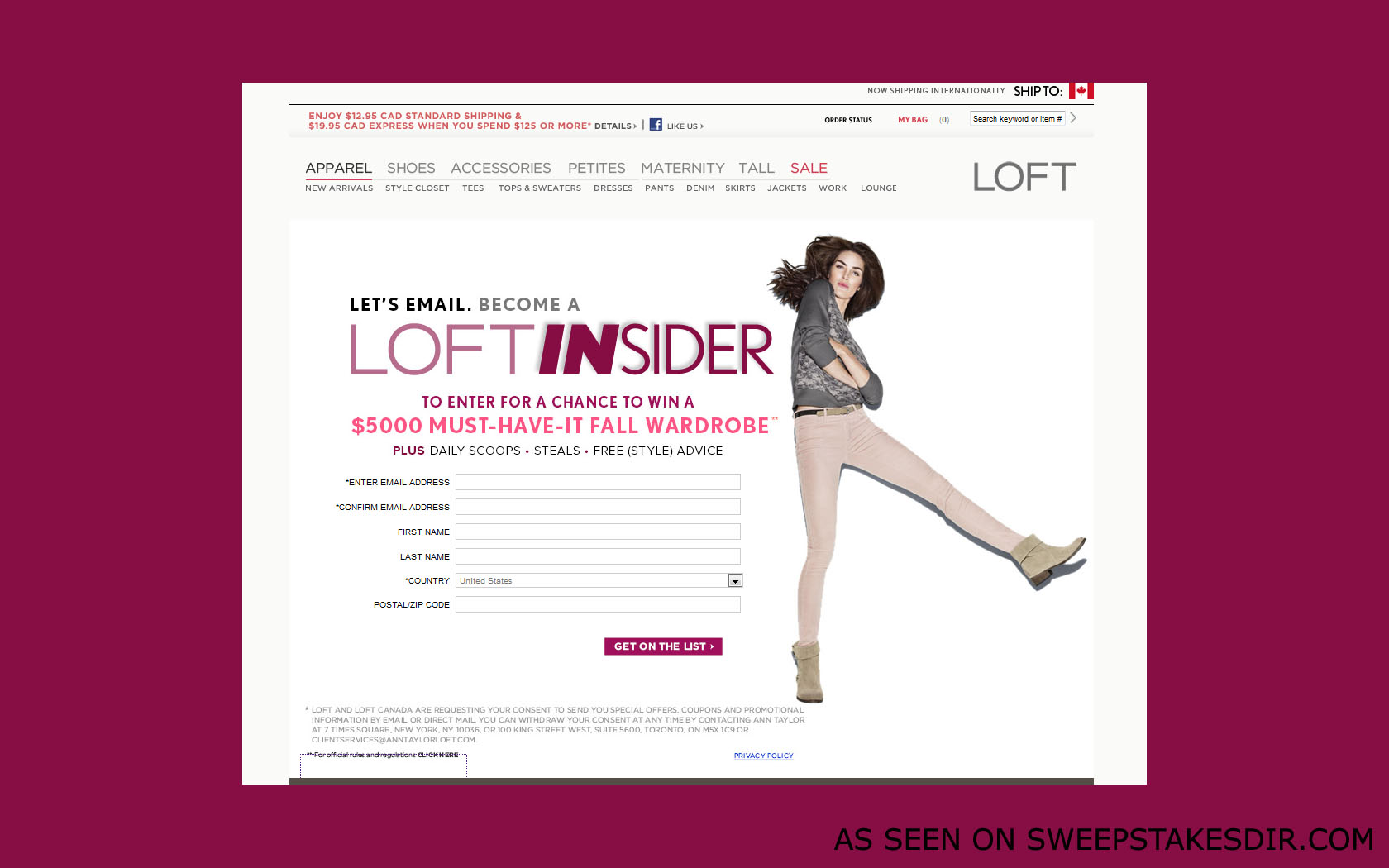 loft insider sweepstakes