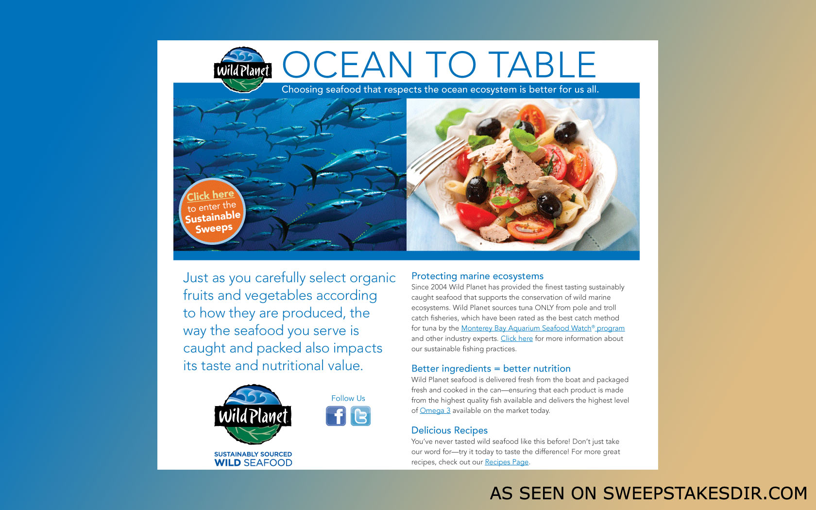 ocean to table sweepstakes