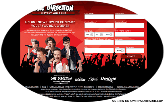 one direction sweepstakes