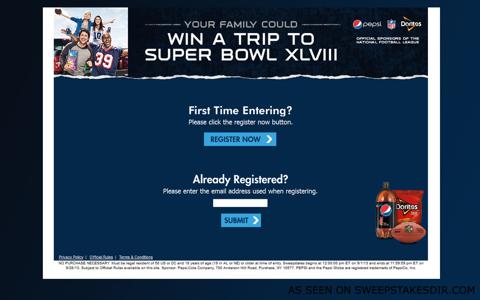 pepsi super bowl party sweepstakes