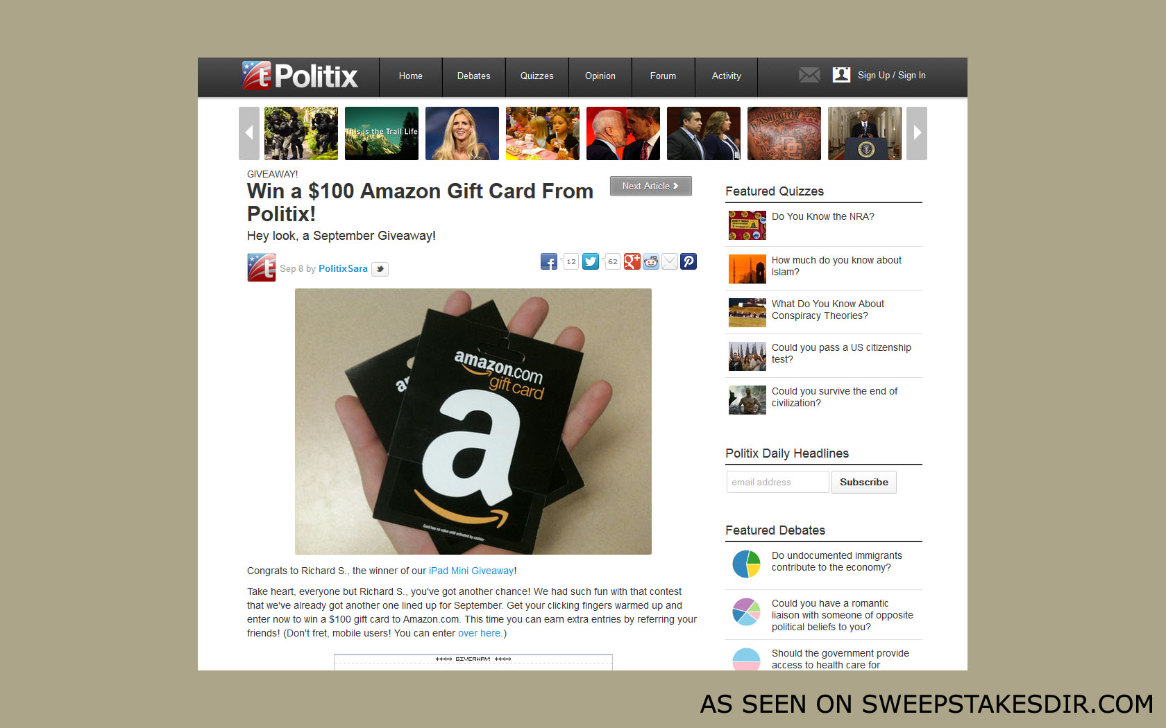 politix sweepstakes