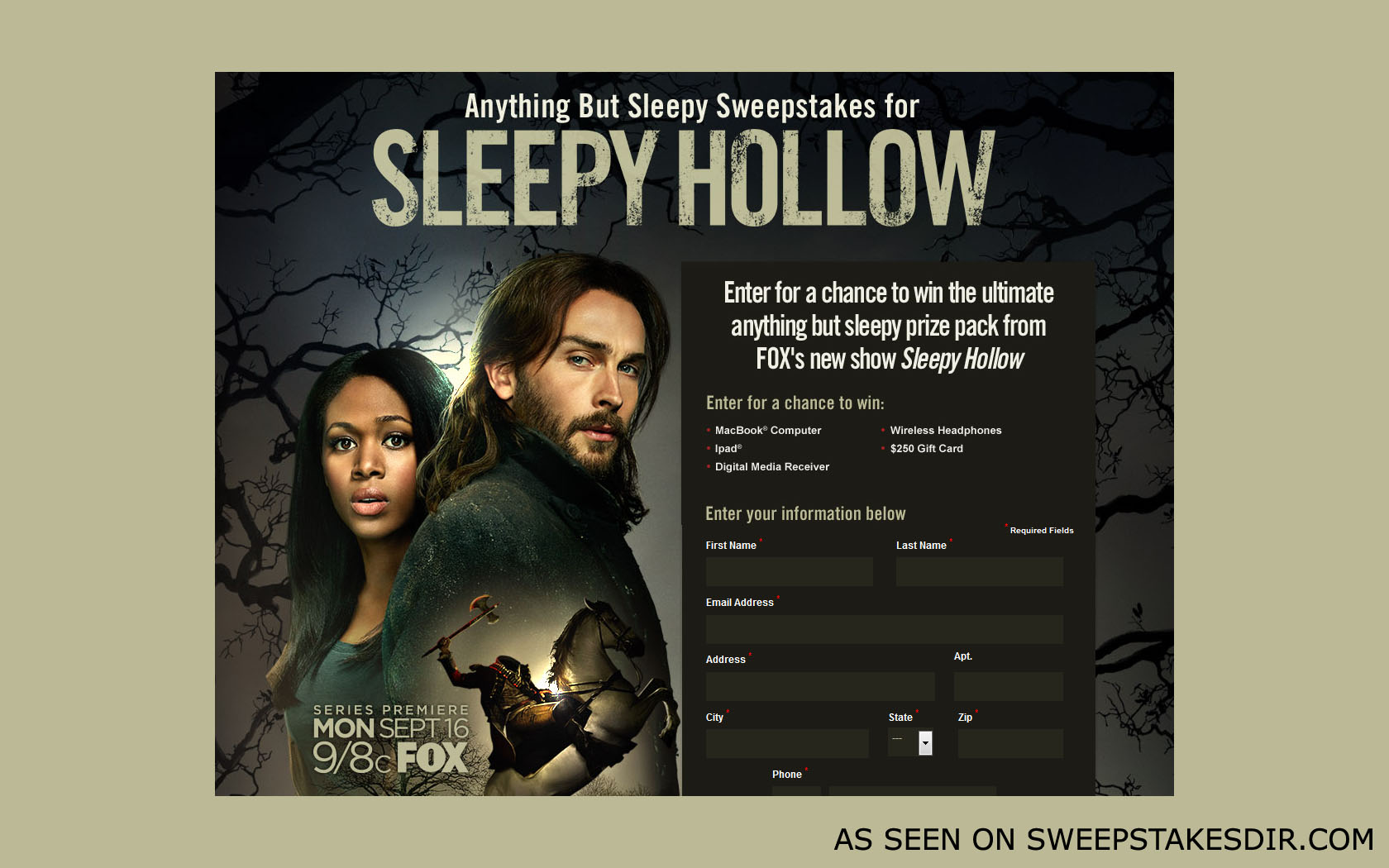 sleep hollow sweepstakes