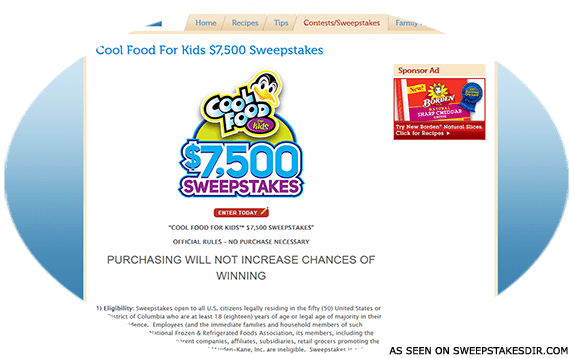 cool food for kids sweepstakes