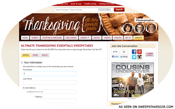 food network thanksgiving sweepstakes