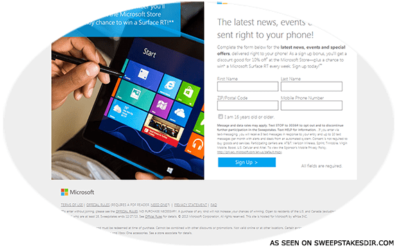 microsoft surface rt sweepstakes