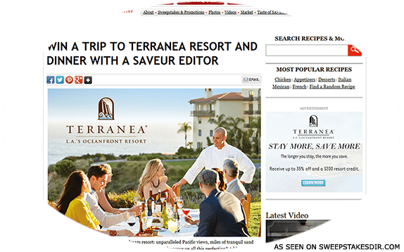 saveur sweepstakes