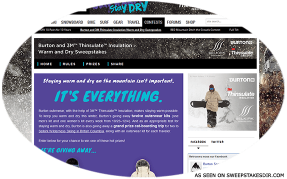 burton 3m sweepstakes