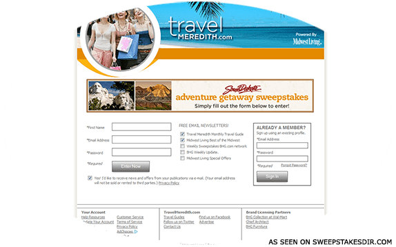 travel meredith sweepstakes