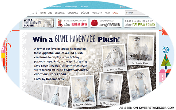 win a giant handmade plush sweepstakes