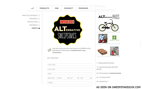 larabar alternative sweepstakes
