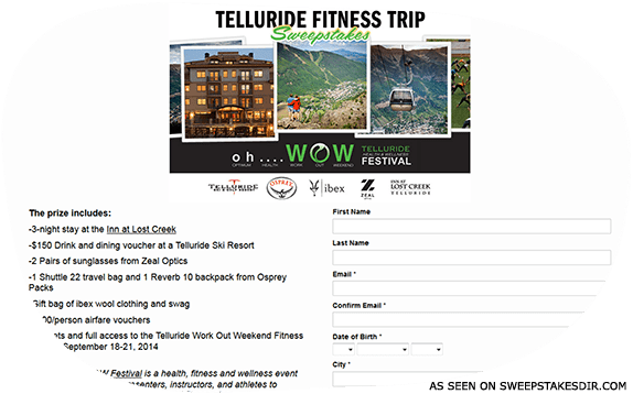 telluride fitness sweepstakes