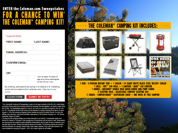 coleman sweepstakes