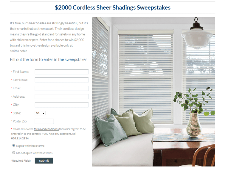 cordless sheer sweepstakes