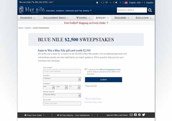 blue nile sweepstakes