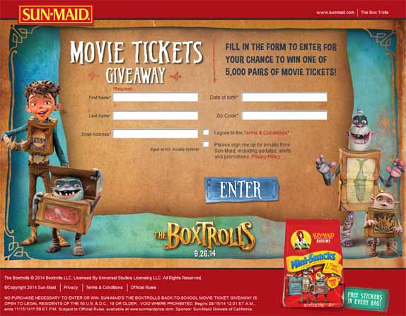 movie tickets giveaway