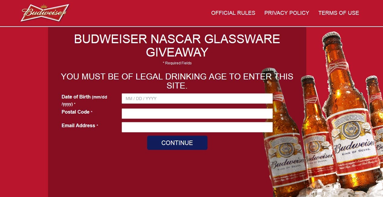 budweiser nascar glassware