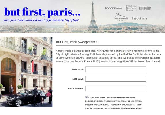 but first paris sweepstakes