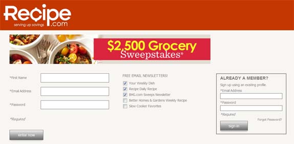 recipe grocery sweepstakes