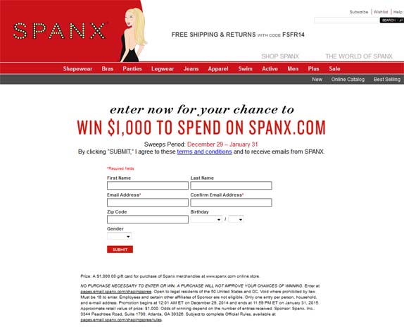 spanx sweepstakes