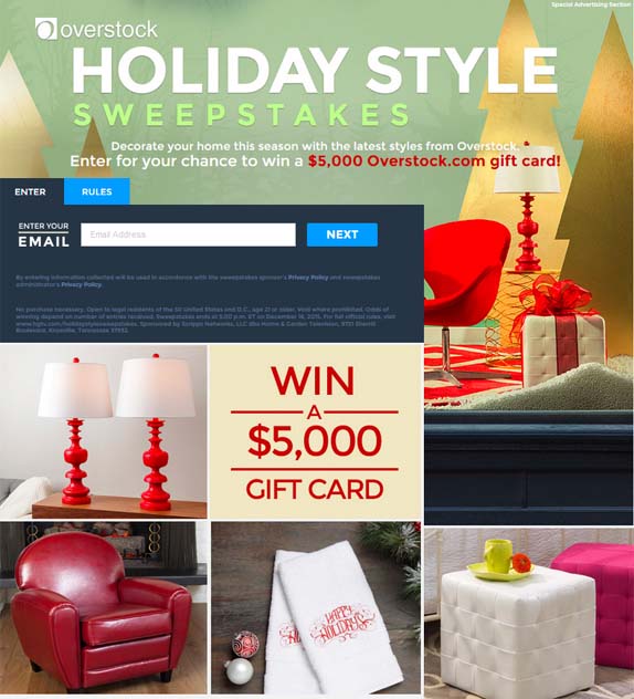 holiday style sweepstakes