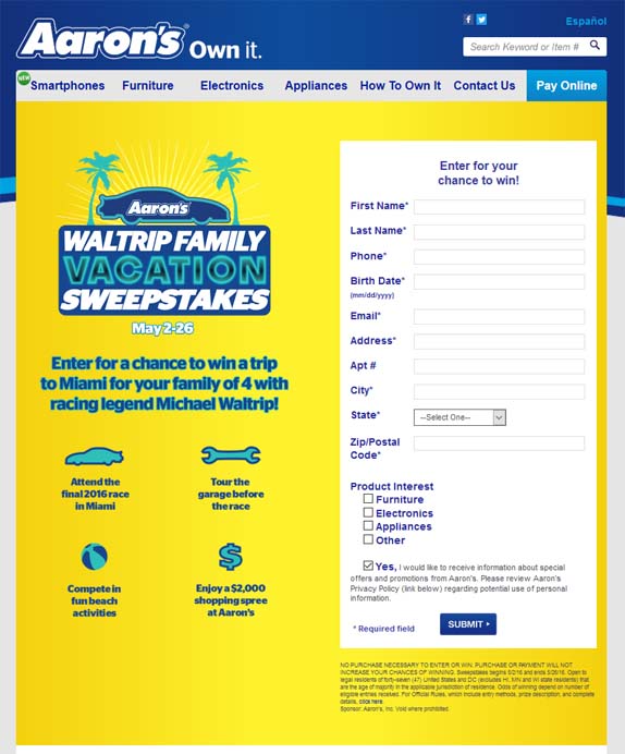 aarons waltrip family vacation