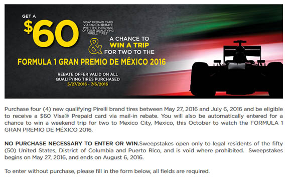 formula 1 gran premio de mexico sweepstakes